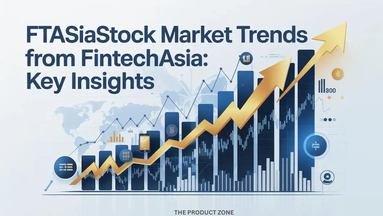 Graph and chart illustration showing FTAsiaStock market trends, highlighting digital payments, neobanking, and fintech growth in Asia from FintechAsia insights.